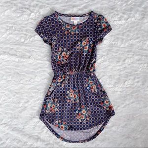 LuLaRoe Kids Mae Dress Size 2 blue floral pockets